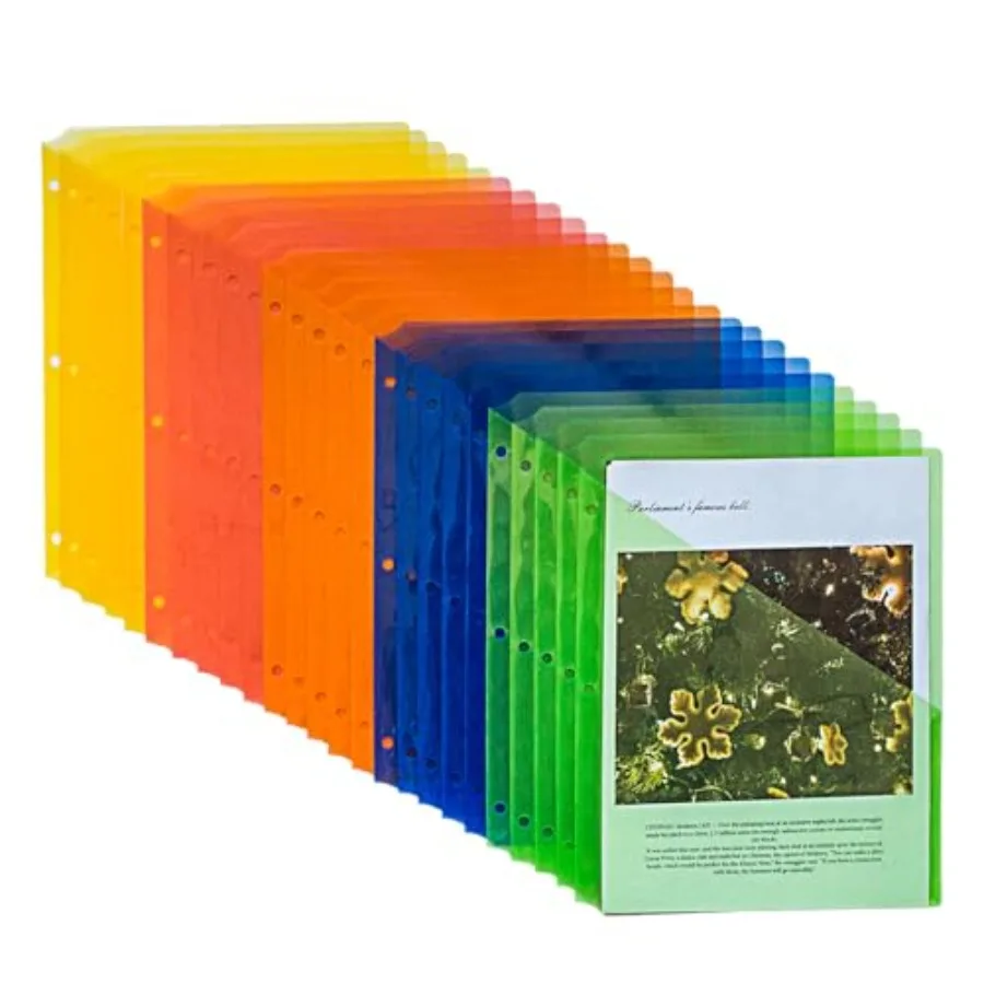 

25 упаковок, поли полупрозрачная куртка для файлов с разрезом, 3 отверстия, органайзер для переплета Puh, карманы, размер буквы, разные цвета, пластиковый карман для переплета