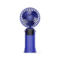 3000Mah Summer Handheld Fan Portable Folding Fan USB Charging High Wind Power Fan + LED Screen For Student Blue