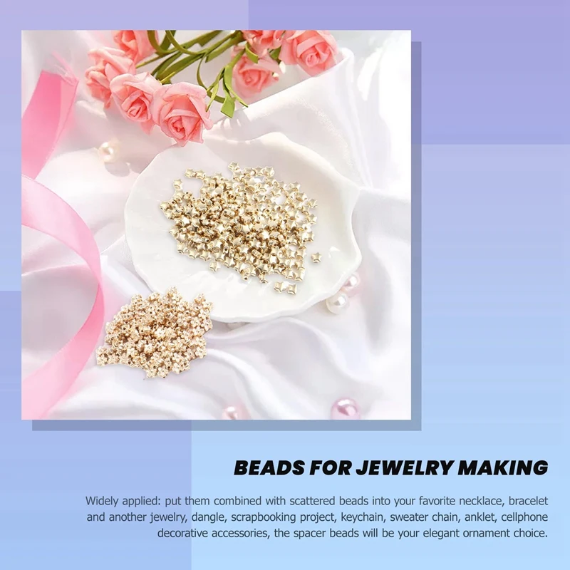 1200 Pieces Spacer Beads Set For Bracelet Earring Necklace Jewelry Making(6 Different Shapes)