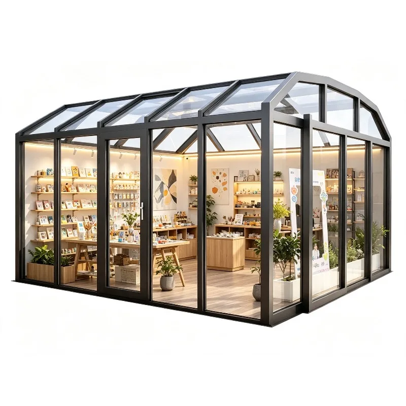 Foldable Mobile Aluminum Alloy Sunroom Glass House Space-Saving Weatherproof Eco-Friendly Villa Sun RoomConstruction Modern