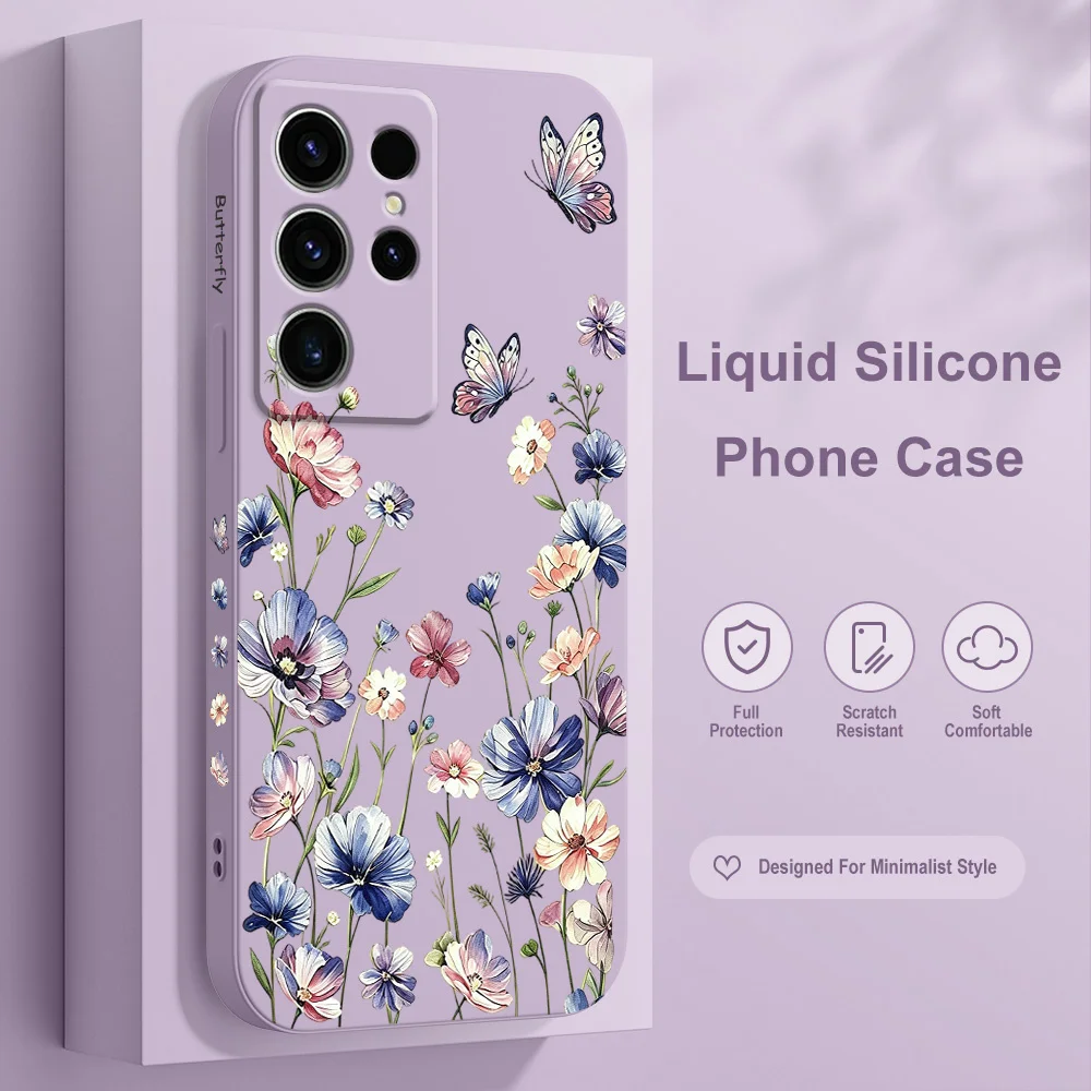 Butterfly Hush Phone Case For Samsung Galaxy S26 S25 Edge S24 S23 S22 S21 S20 S10 FE Plus Ultra Silicone Soft Cover