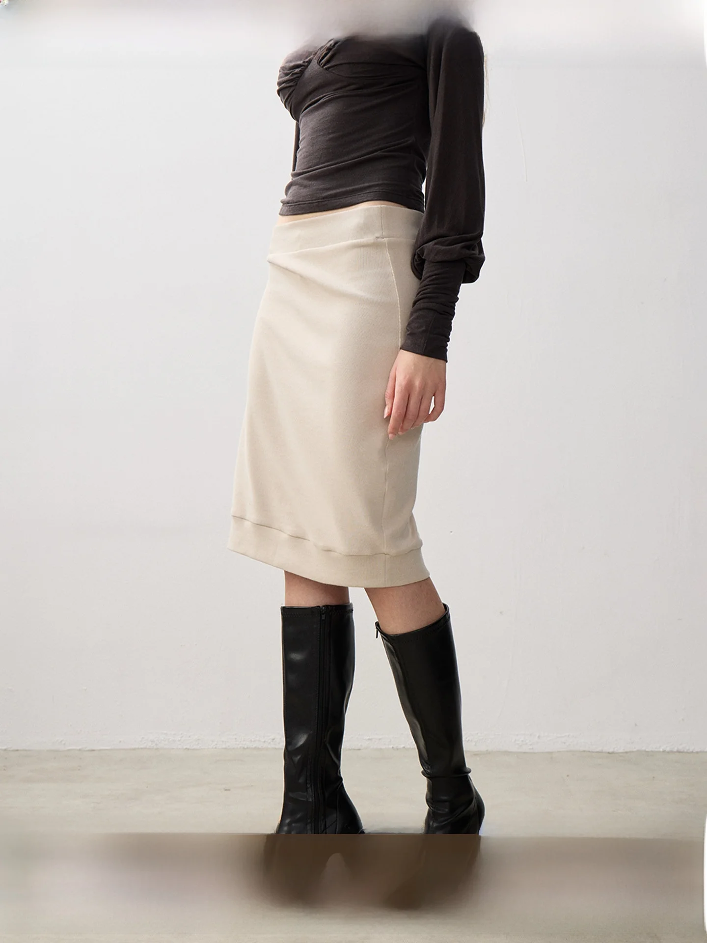 

Юбка SukiBySuki Lazy Knitted с эластичным поясом и вставками, простая универсальная повседневная миди-юбка для женщин, со средней талией, из смесового хлопка