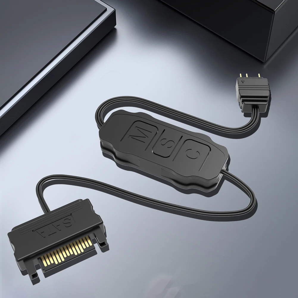 2024 Baru Casing PC Komputer Kipas Pendingin Pengendali ARGB 5V 3pin Ke Adaptor Catu Daya SATA Pengendali Adaptor Sinkronisasi ARGB Mini