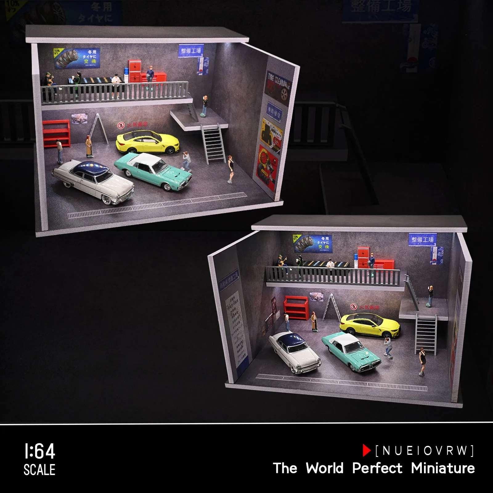 

Диорама 1/64: Модель гаража-мастерской с LED-подсветкой, витрина для моделей автомобилей, модель городской парковки, подарок
