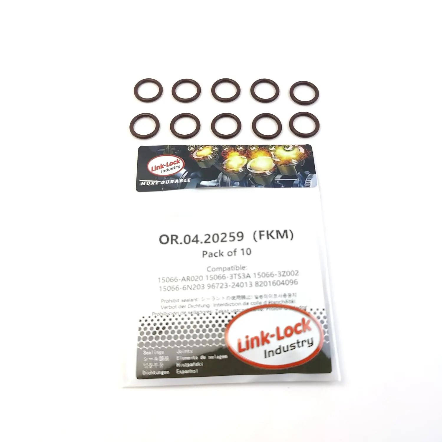 Комплект уплотнительных колец LINK-LOCK 10 шт. OR.04.20259 FKM Viton для топливоподающего шланга / масляного насоса 15066-AR020 15066-3TS3A 15066-3Z002 15066-6N2