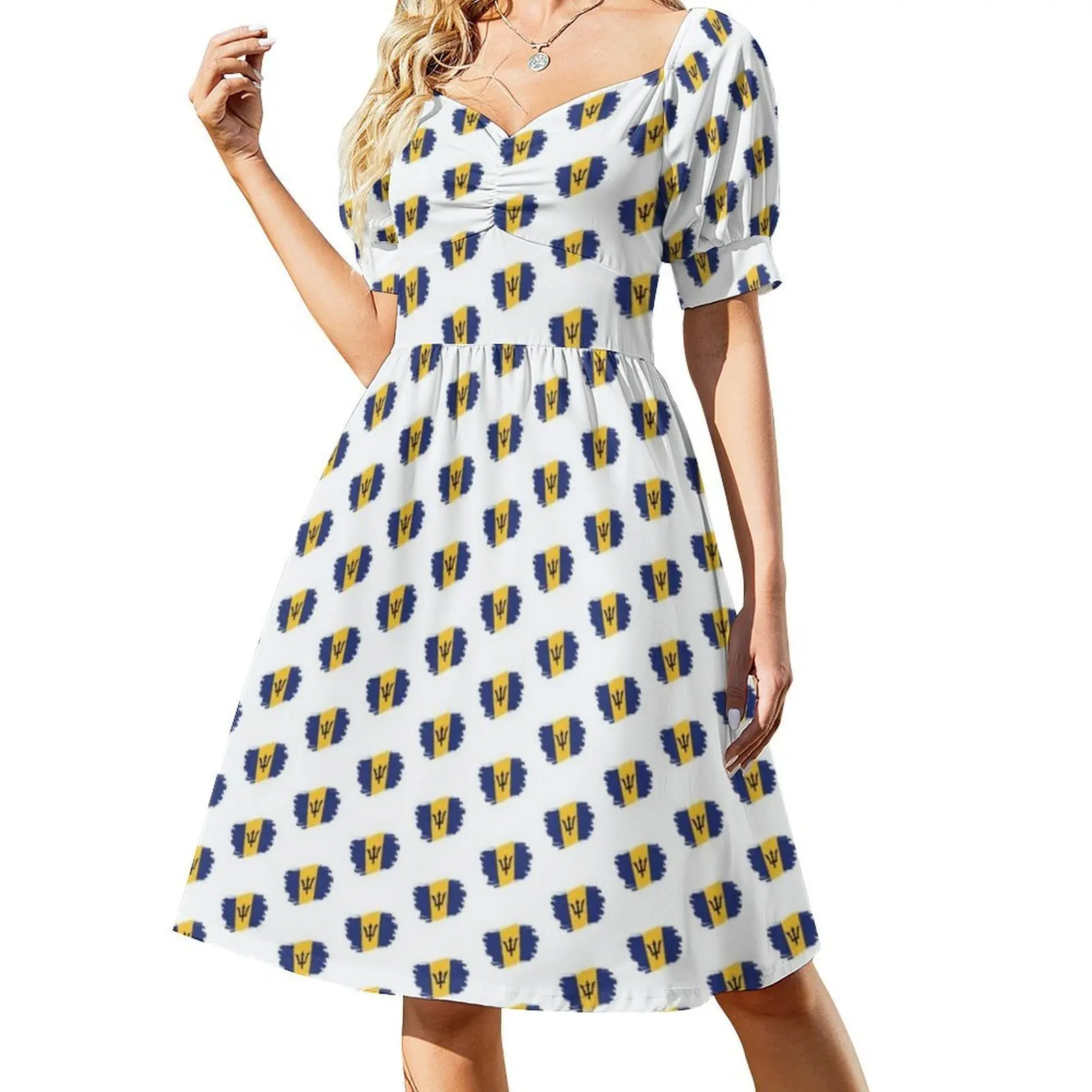 Barbados Flag Barbados Strong Barbados Pride Barbados Sweetheart Neckline Dress Elegant Summer Party Dress For Women Barbados