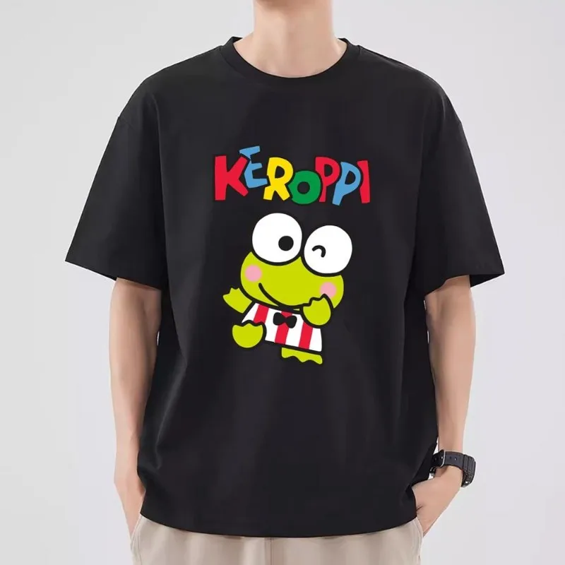 MINISO Kero Kero Keroppi T Shirt Men Couple Combination Clothes Short Sleeve Collar Fashion T-shirt Women Cotton