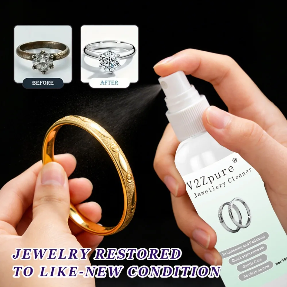 Jewelry Cleaner Cleaning Solution Tarnish Remover Stain-free Smooth Diamonds Gold Jewelry Clean Liquid Polishing Spray Kits