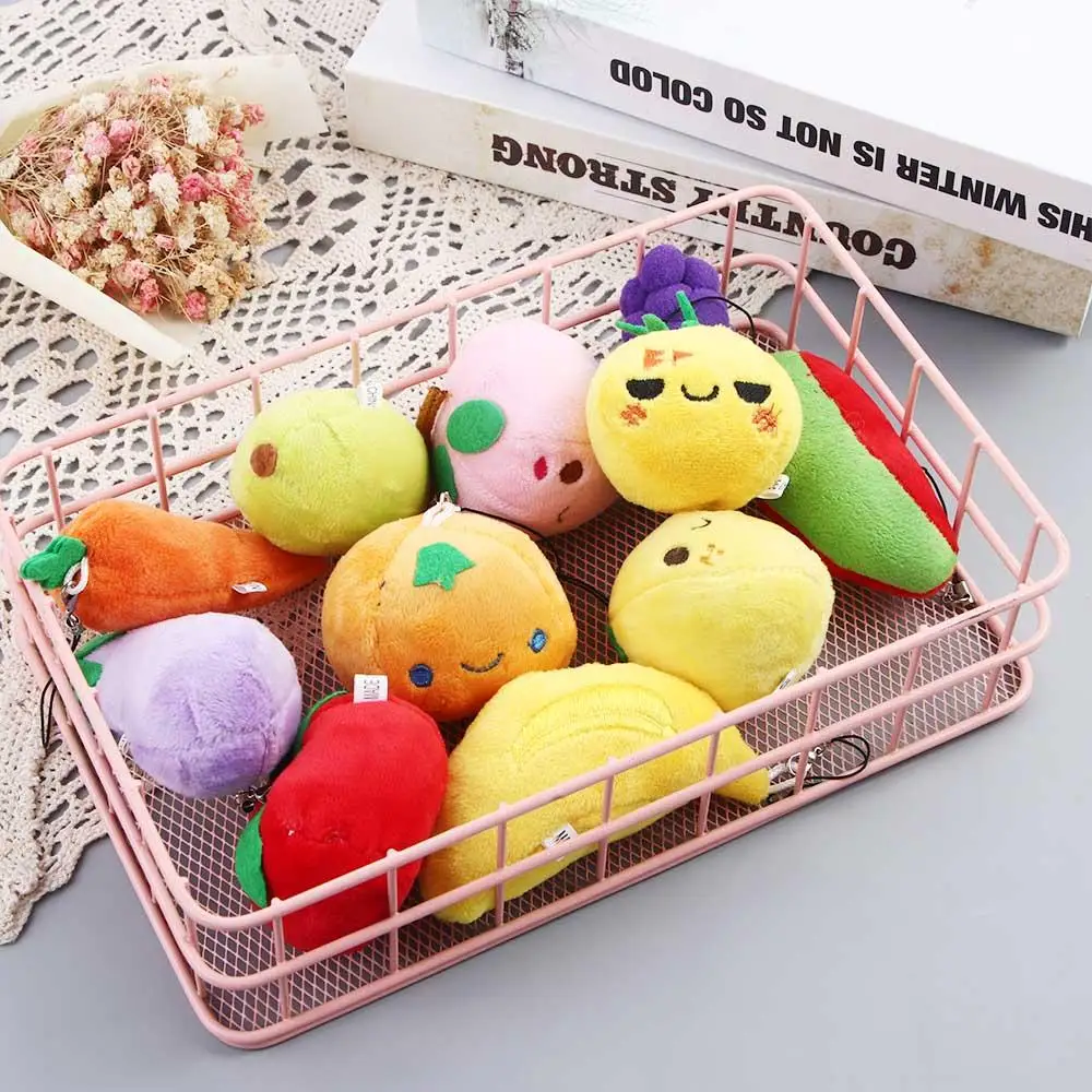 Interior Cute Plush Pendant 6cm Stuffed Toy Key Holder Fruit Plush Doll Vegetable Plush Toy Fruit Plush Toy Plush Keychain