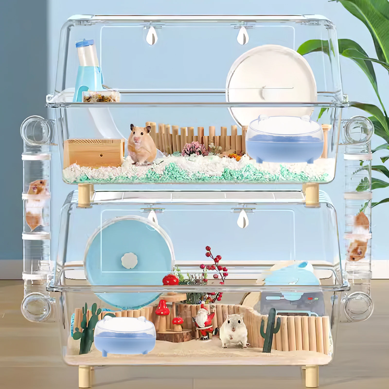 

Small Pet Sand Bath Container House Transparent Half-Close Lid Durable Portable Stress Relief Detachable Design Easy Cleaning