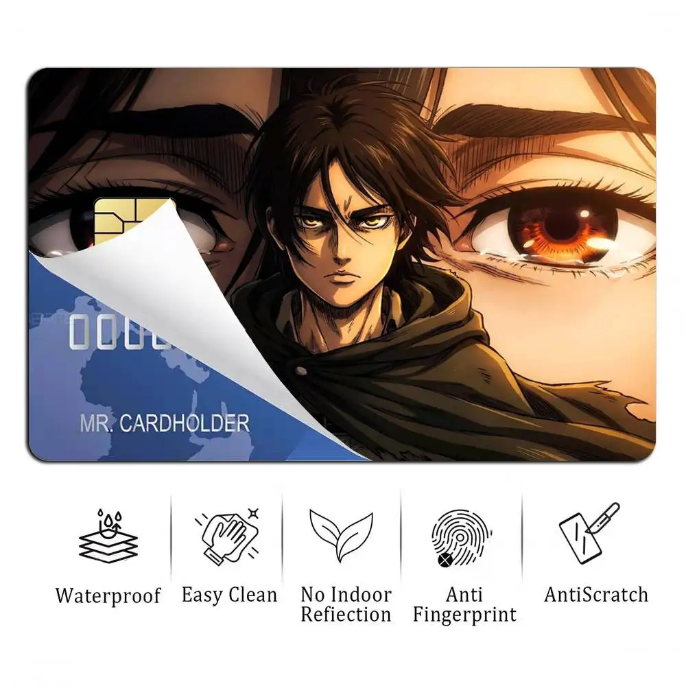 Mikasa Ackerman Anime Attack on Titan Card Stickers for Bank Access Protective Waterproof Film Cover Sticker Gift