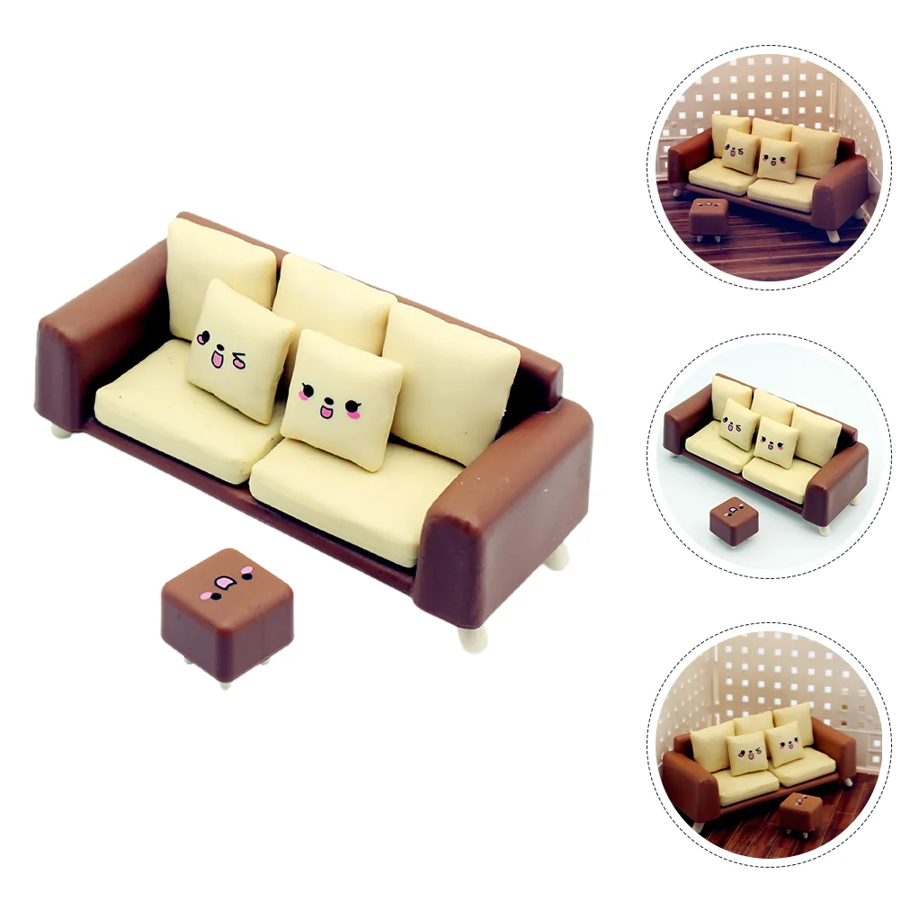 Dollhouse Sofa Armchair and Stool Couch Miniature Furniture Adorable Victorian Bench