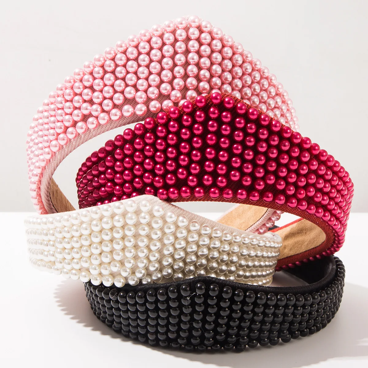 Baroque Sponge Pearl Hair Band Women's Multicolor European and American Wide Edge Headband Simulated Pearl Hair Accessories Gift