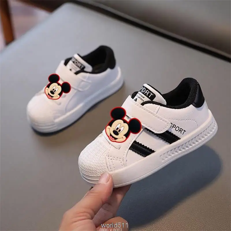 Disney Mickey Mouse Toddler Children Sneakers Boys Sports Shoes Tennis Sneaker Soft Girl White Flats Casual Kids Running Shoes