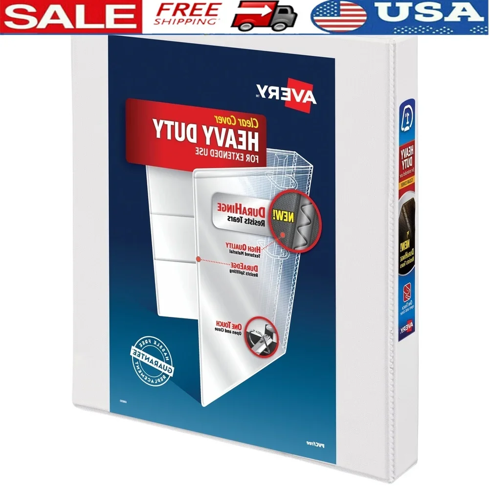 

Heavy Duty View Binder 1 inch Slant Ring One Touch Mechanism 250 Sheet Capacity Durable Nonstick Archival Safe Material