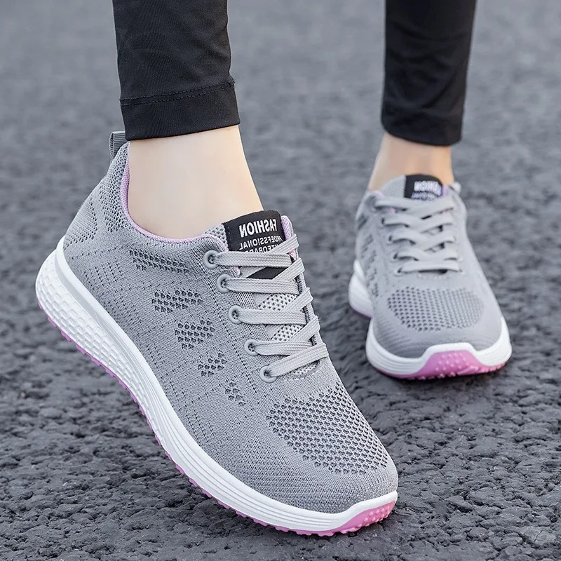 MaleWomen Casual Shoes Fashion Breathable Walking Mesh Flat Shoes Sneakers Women 2021 Gym Vulcanized Shoes White Female Footwear