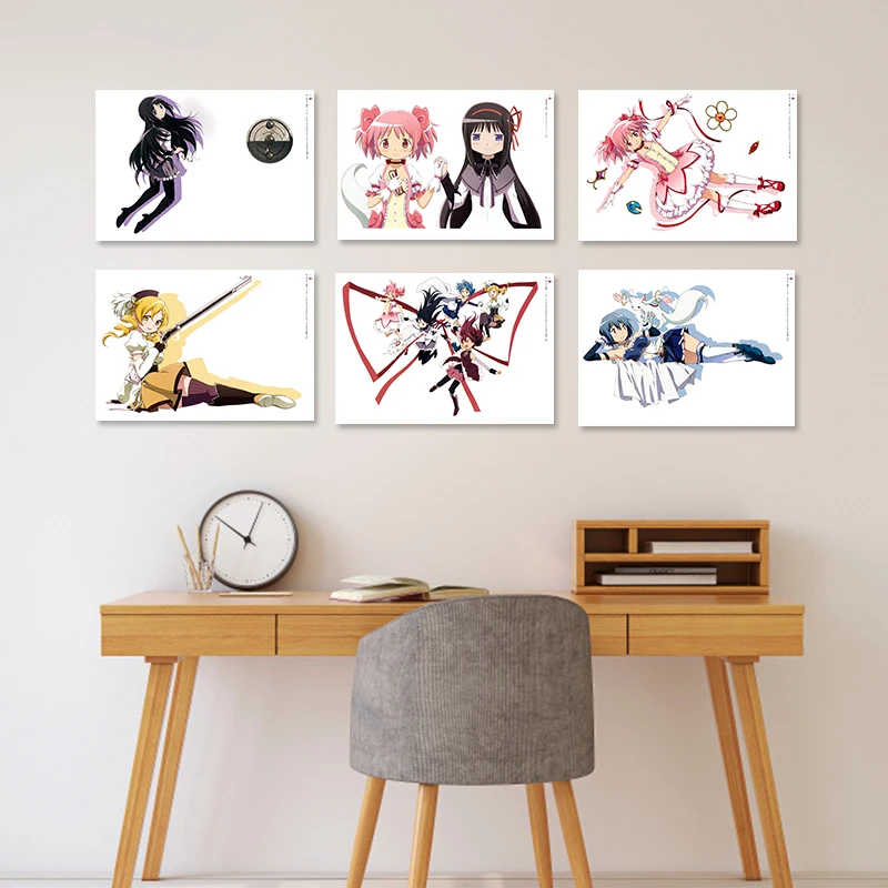 ملصق قماش مطبوع HD Puella Magi Madoka Magica ، مانجا كرتونية ، غلاف مجلة ، ملصق فتاة أنيمي ، ديكور جداري منزلي