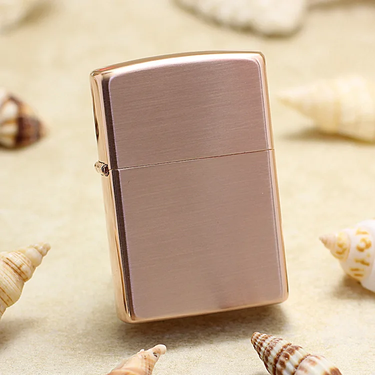 

Genuine Zippo oil lighter copper windproof Rose gold wire drawing Kerosene lighters Gift with anti-counterfeiting code
