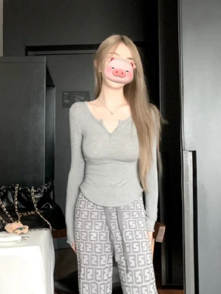 تي شيرت نسائي بأكمام طويلة ملابس علوية من القطن غير رسمية مريحة ومزخرفة بالدانتيل قماش قابل للتنفس أنيق للخريف للتنقل اليومي #6