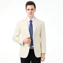 3-A169   Spring and Autumn Suit Men's Rice White Thin Wool Single West Middle-aged Business Casual Loose Suit Top Dress Jacket