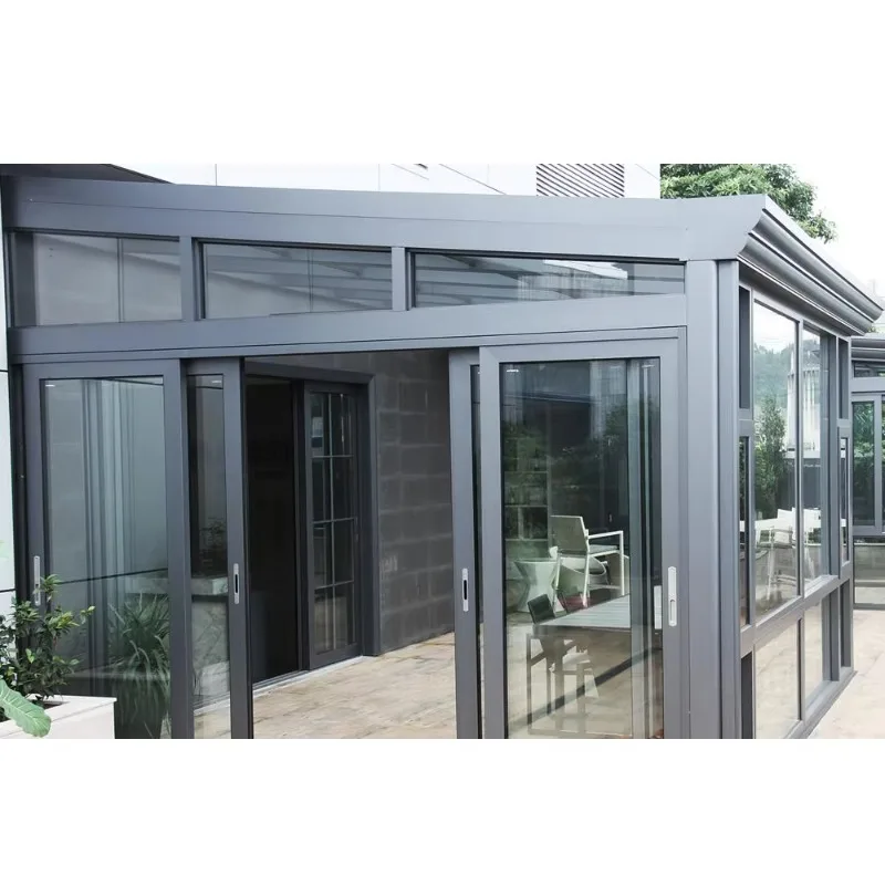 

Four Seasons Modern Villa Aluminum Glass Sunroom with Double Tempered Glass Energy Efficient Terrace Fence