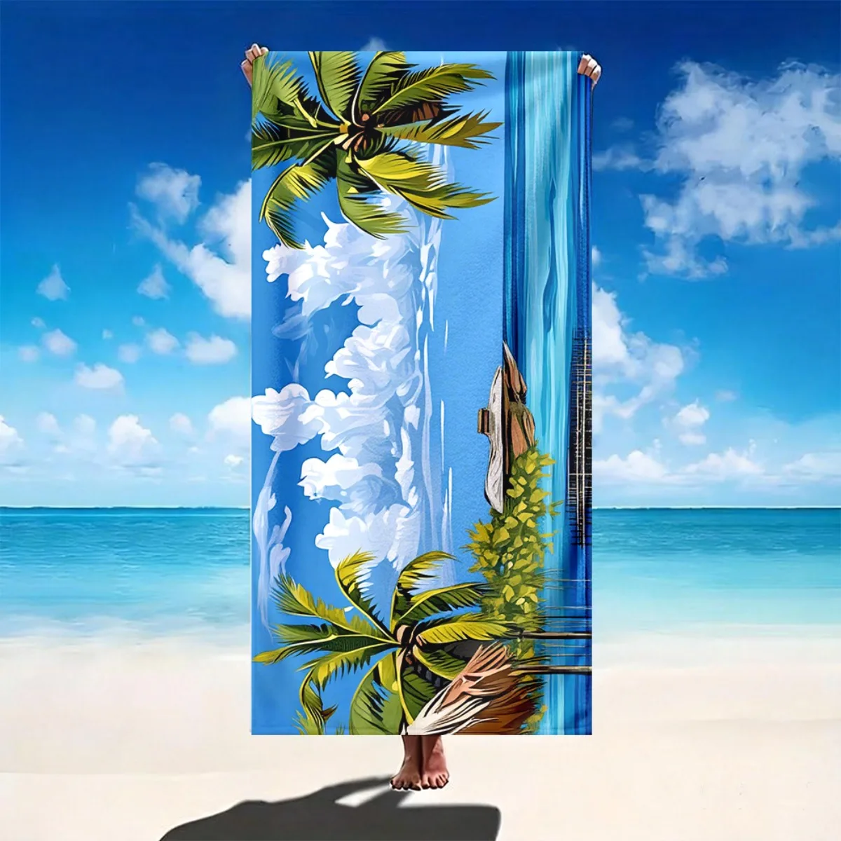 

1pc Sophisticated Super Absorbent And Quick Dry Microfiber Beach Towel for Warm Weather Camping Travel And Yoga Fitness Perfect