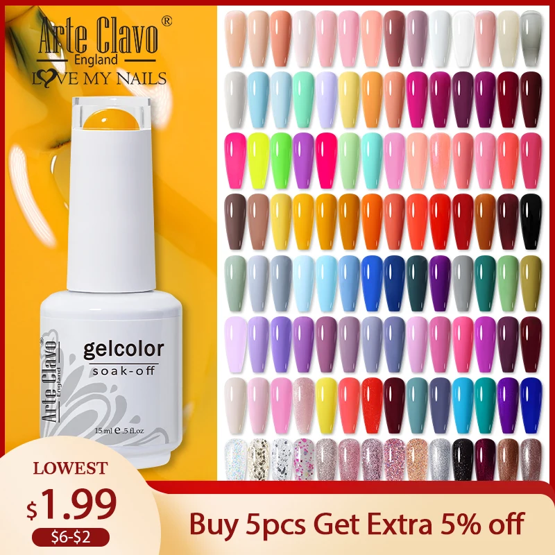 Arte Clavo 367 Farben 15 ml Nagelgelpoliermittel Nagelzubehör Vernis Semi Permanent Nail Art Maniküre Soak Off UV Gel Nagellacke