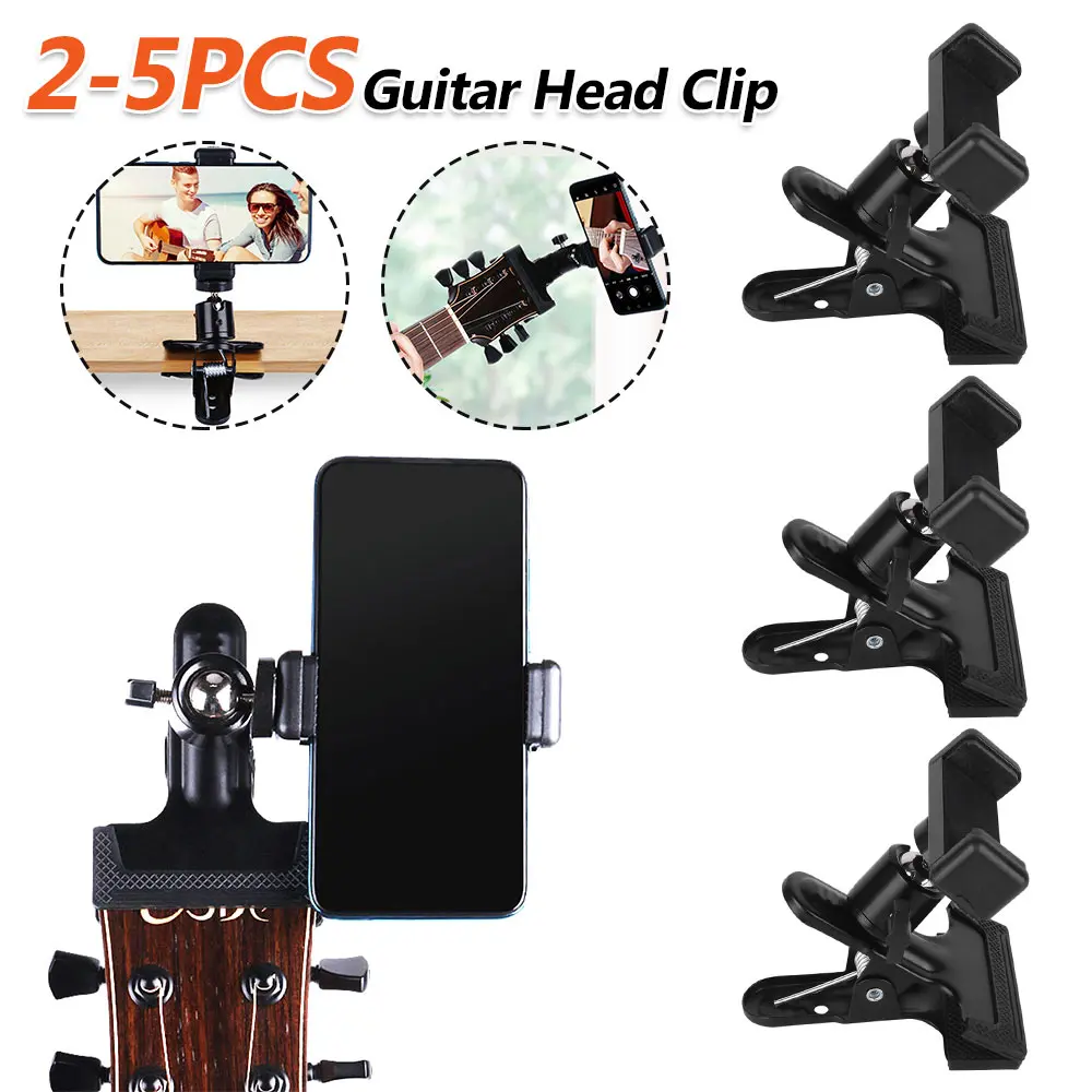 2-5PCS Mobile Phone Holder Stand Multifunctional Cell Phone Stand Clamp Guitar Head Phone Mount Musical Instrument Accessories