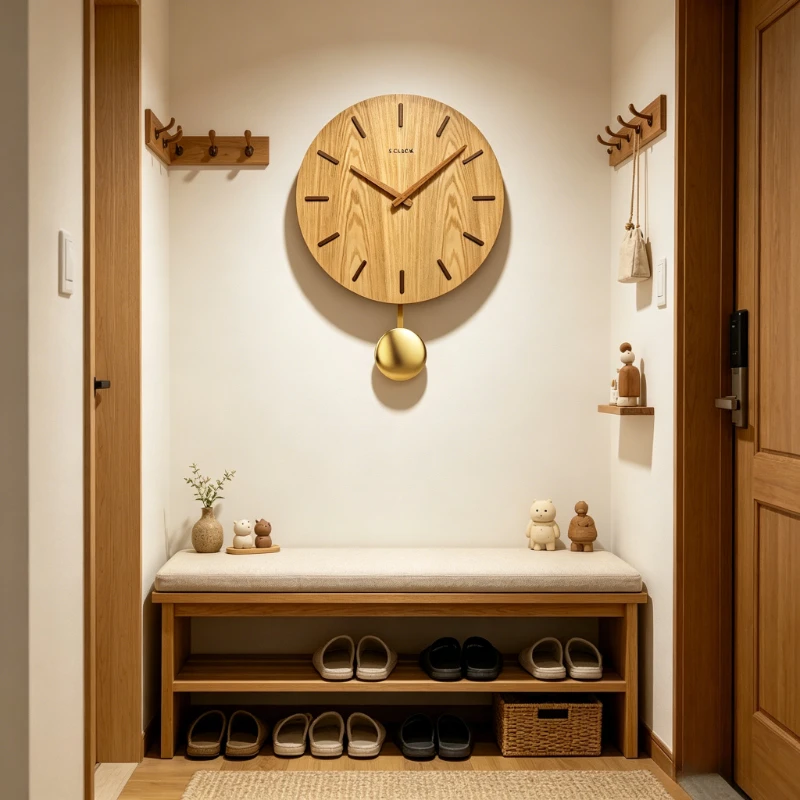 14 inch Living Room Sway Wall Clock Solid Wood Mute Clock Nordic Personality Wall Watch Restaurant Quartz Clock Home Decor Gift