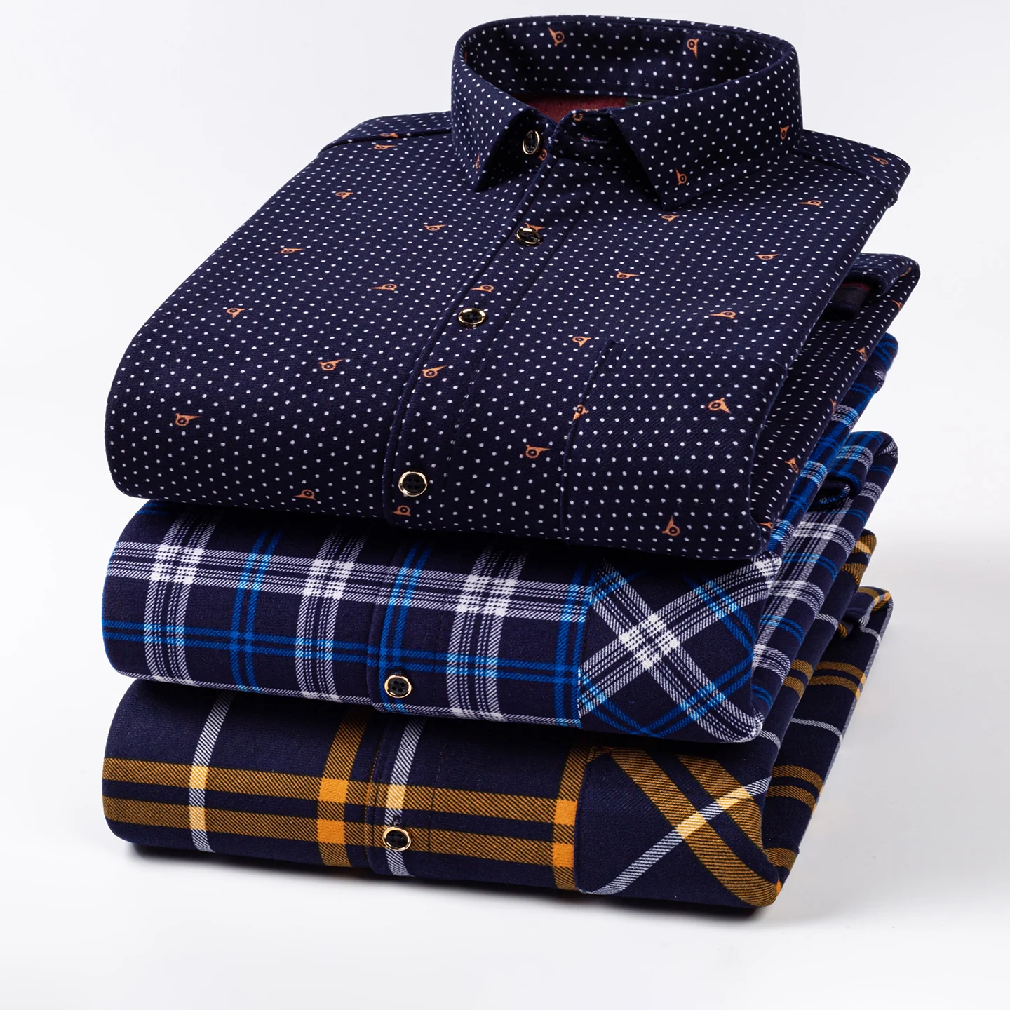 Oversized 8XL 7XL 6XL Men's Thickened Warm Shirt Autumn Winter Causal Plaid Print Soft Double-sided Fleece Fashion Business Slim