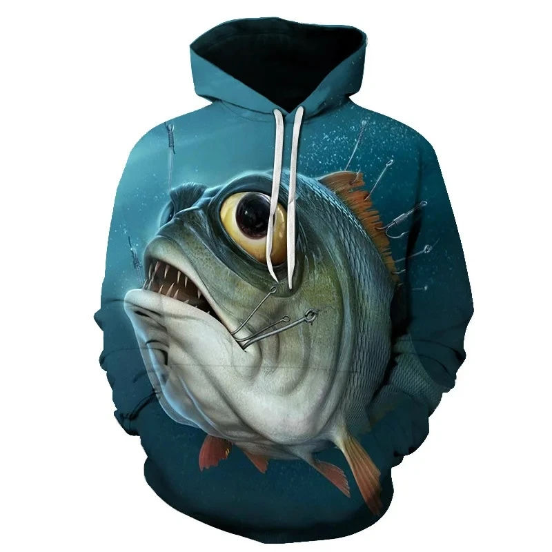 New 3D Printing Fishing Pattern Men\'s Hoodie Outdoor Fish Hunting Sweatshirt Men\'s and Women\'s Fashion Plus Sizes sudaderas tops
