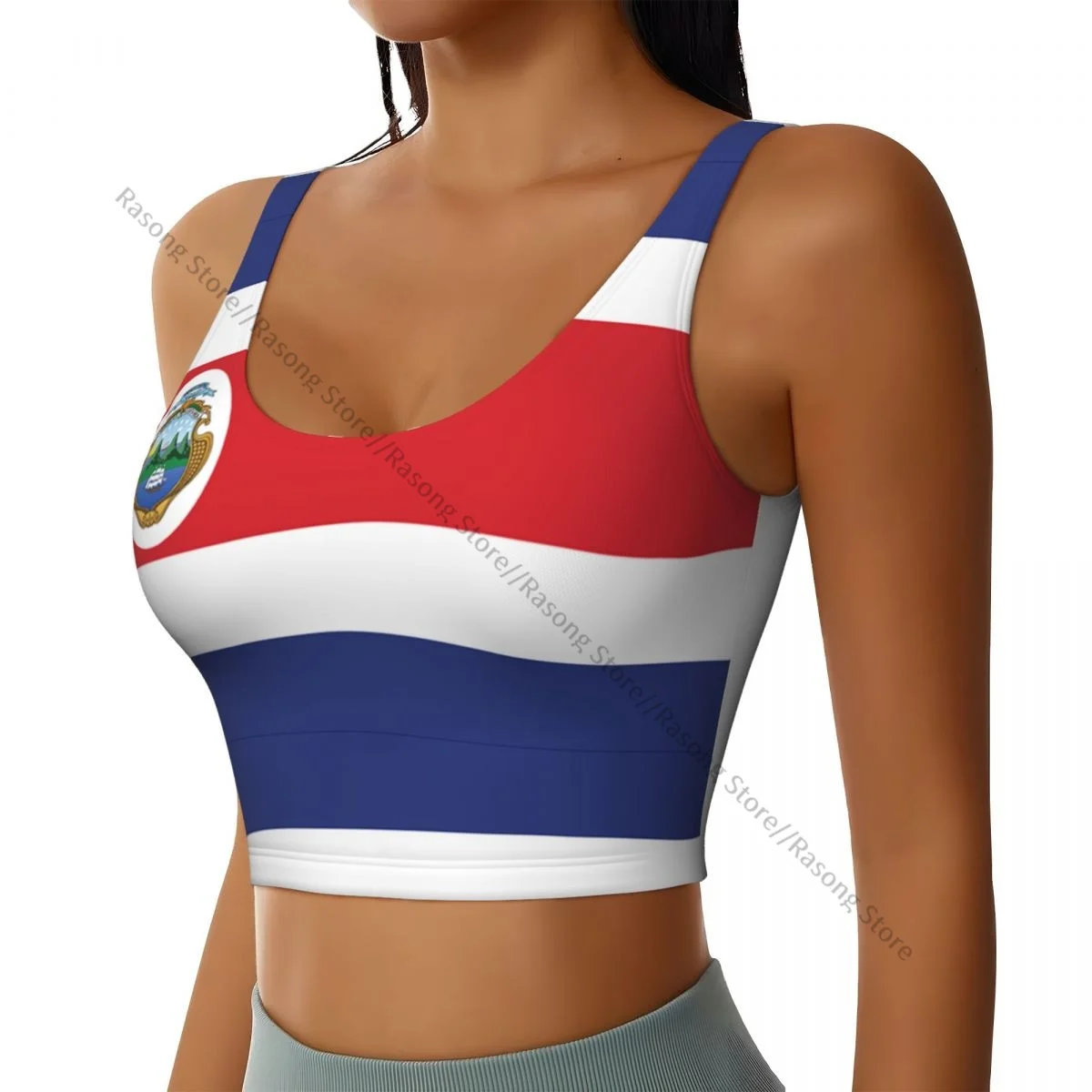 Women Sexy Sports Vest Costa Rican Flag Female Streetwear Sport Lingerie Tee Crop Top