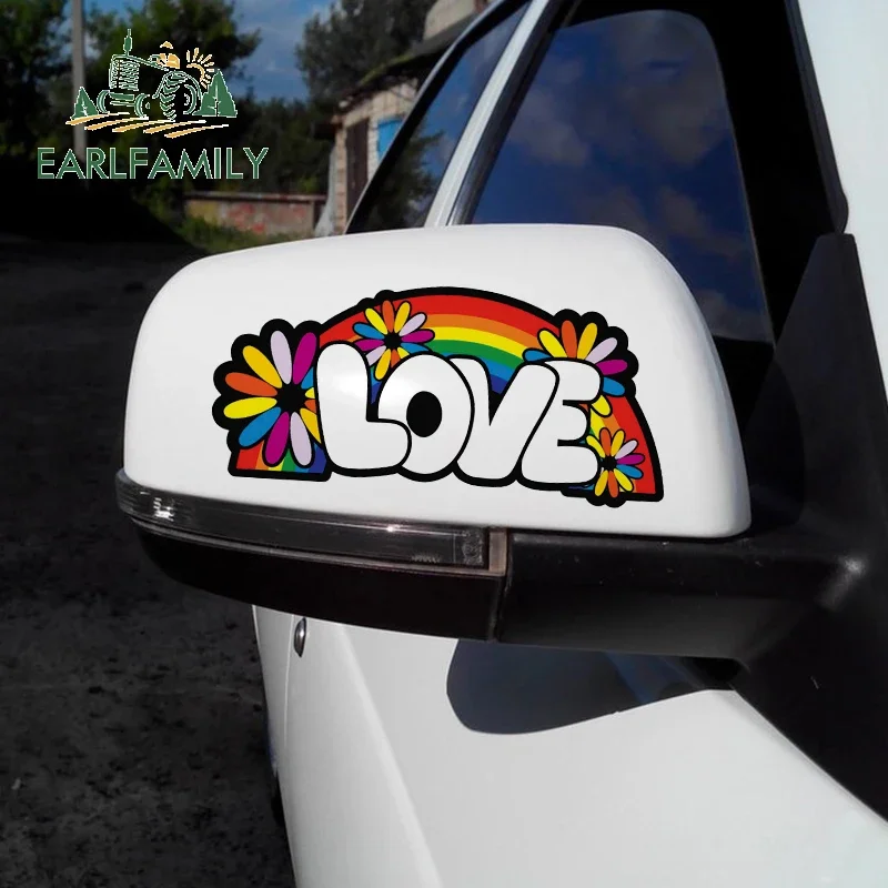 EARLFAMILY 13cm x 6.8cm For Love Rainbow Flower Child Hippy Car Graphic Decal Car Accessories VAN GTR Decoration Stickers