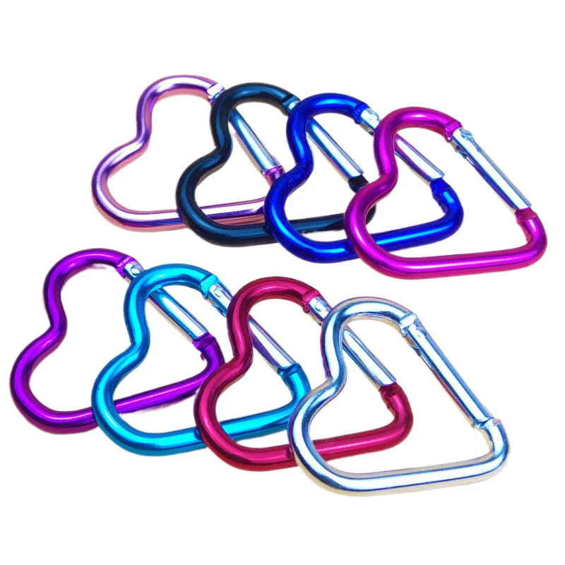 Carabiner Clips Heart-shaped Carabiner Hooks Compact Quick Link Snap Hook Clips Strong Load-bearing Key Holders Camping