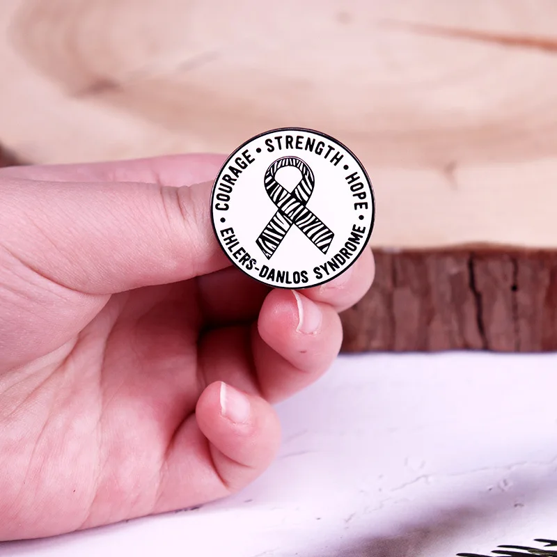PBR277 ، قوة الشجاعة الأمل Ehlers-Danlos متلازمة EDS زيبرا الشريط المينا بروش شارة التلبيب دبوس الإكسسوارات الهدايا