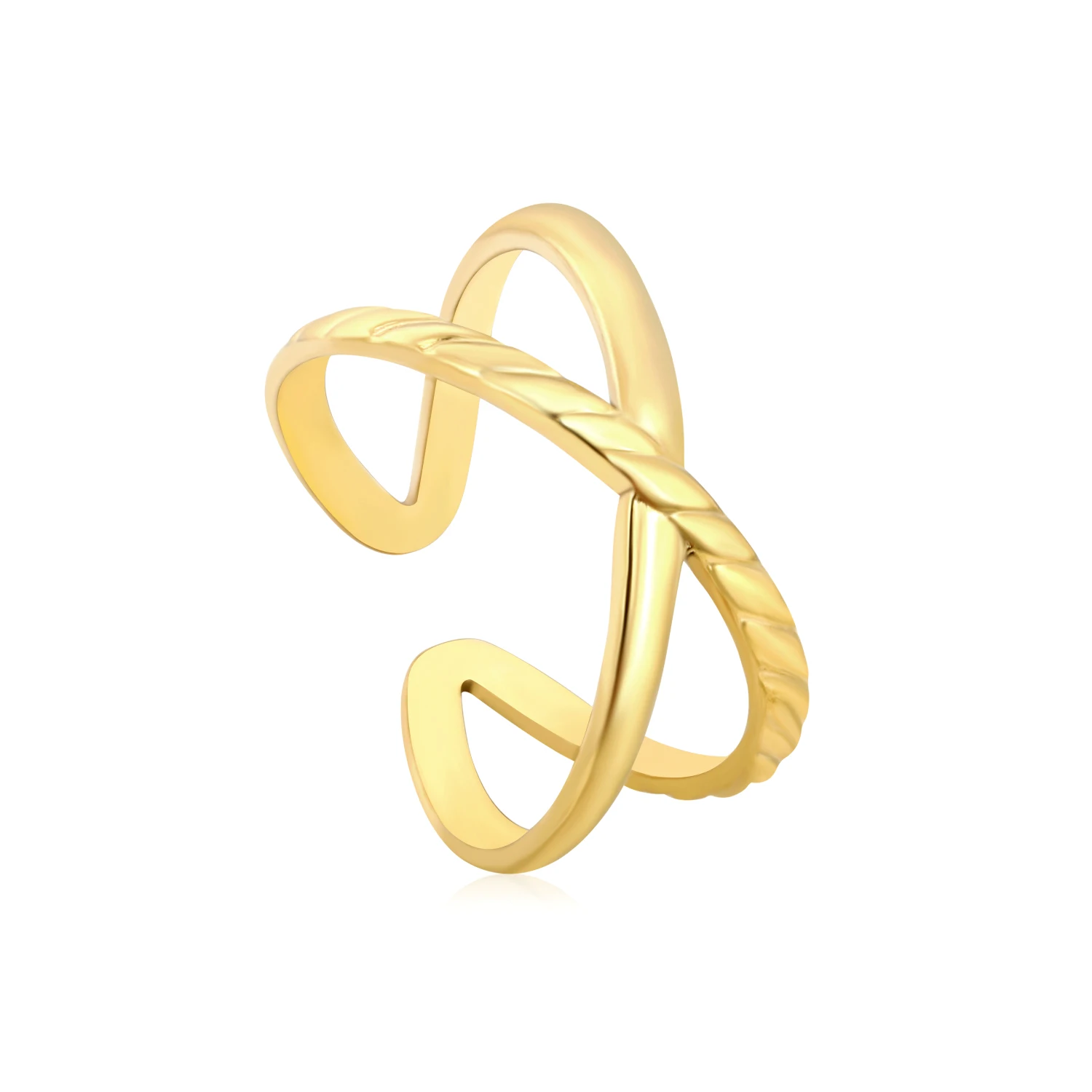 Minimalistischer Edelstahl Crossover Offener Ring Modischer Personalisierter Party-Schmuck INS Vintage Accessoire Geschenk für Mädchen