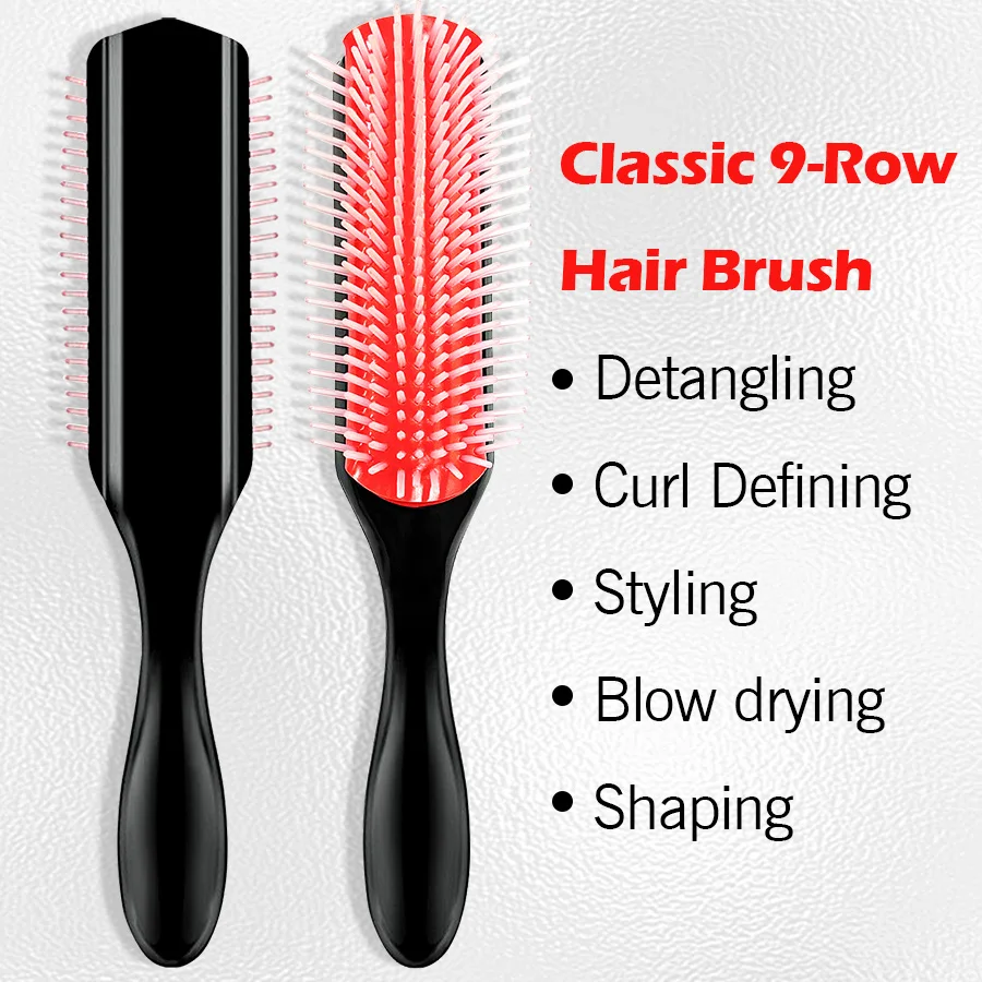 مجموعة فرش فك تشابك الشعر مكونة من 5 قطع، مجعدة، رطبة/جافة، شعر أسود، مجموعة فرشاة فك تشابك الشعر المرنة لتصفيف الشعر والقطع، سهلة التنظيف يوميًا