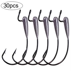 30pcs Mini Jig Head Hook 1g 2g 3.5g Fishing Leaded Heads Hooks For Soft Lure Freshwater Carbon Steel Crank Offset Hooks