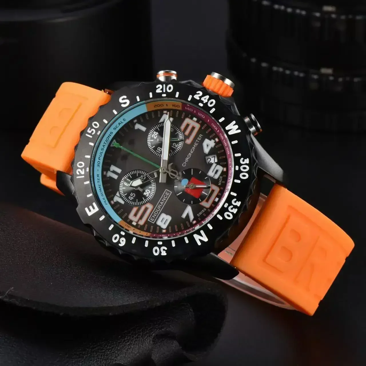 2025 Luxury Brand Quartz Watch Fashion Business Sports Style Multi Function With Calendar Silicone Tape Belt AAA+