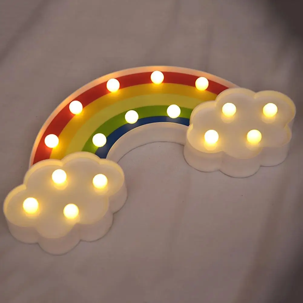 침실용 테이블 램프, 3D 레인보우 LED 야간 조명, 부드러운 조명 네온 사인, 매달린 구멍, 데스크탑 장식