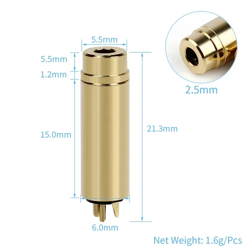 2pcs 2.5mm 3.5mm Female Jack Earphone Plug 4 Pole 3 Contact 3.5 Headphone Upgraded Wire Connector 2.5 Gold Plated Audio Adapter
