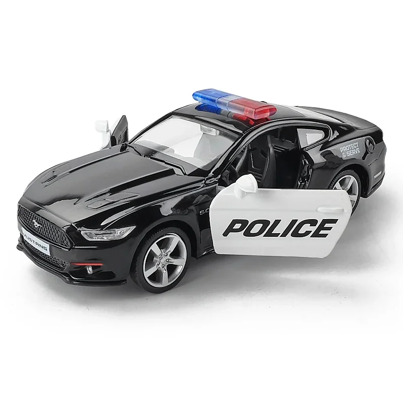 1:32 Mustang Alloy Sports Car Model Diecasts Metal Police Toy Car Model Simulation Sound and Light Collection Toy Gift