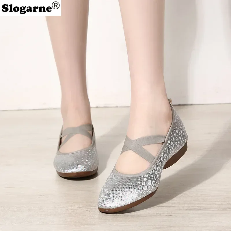 Nowe Złote Srebrne Buty do Tańca Towarzyskiego Damskie Miękka Podeszwa Treningowe Profesjonalne Buty do Tańca Latynoamerykańskiego Jazzu dla Nauczycieli Obcas 2cm Trampki