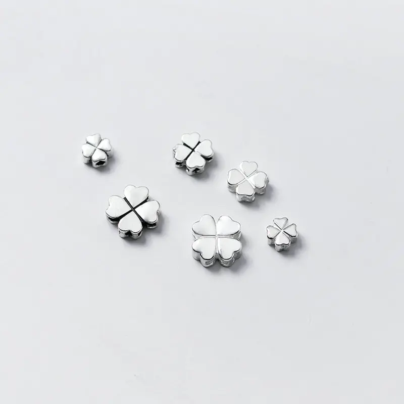 1PC 925 Sterling Silver Loose Beads Clover Shape Charm Spacer Beads DIY  Bracelet Necklace Making Fine Jewelry Accessories