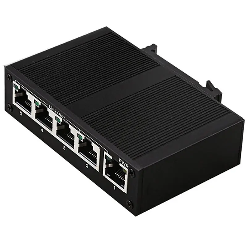 5X 5 Port 100Mbps Network Switch Ethernet Industrial Grade Switch Unmanaged Rail Type Industrial Network Splitter