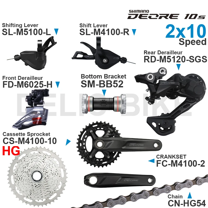 SL-M4100 RD-M5120 cs-M4100 MTB10sセット　シマノ SHIMANO DEORE M4100 M5100 2x10 Speed Groupset Shifters Front/Rear