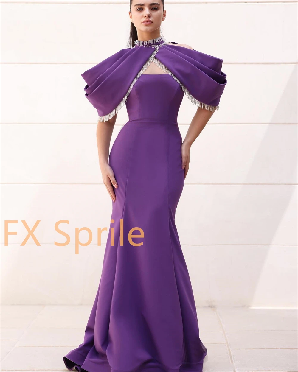 

Customized Mermaid Temperament Purple Jersey Evening Dresses Soft Homecoming Dresses Elegant Sweep Train Celebrity Gowns