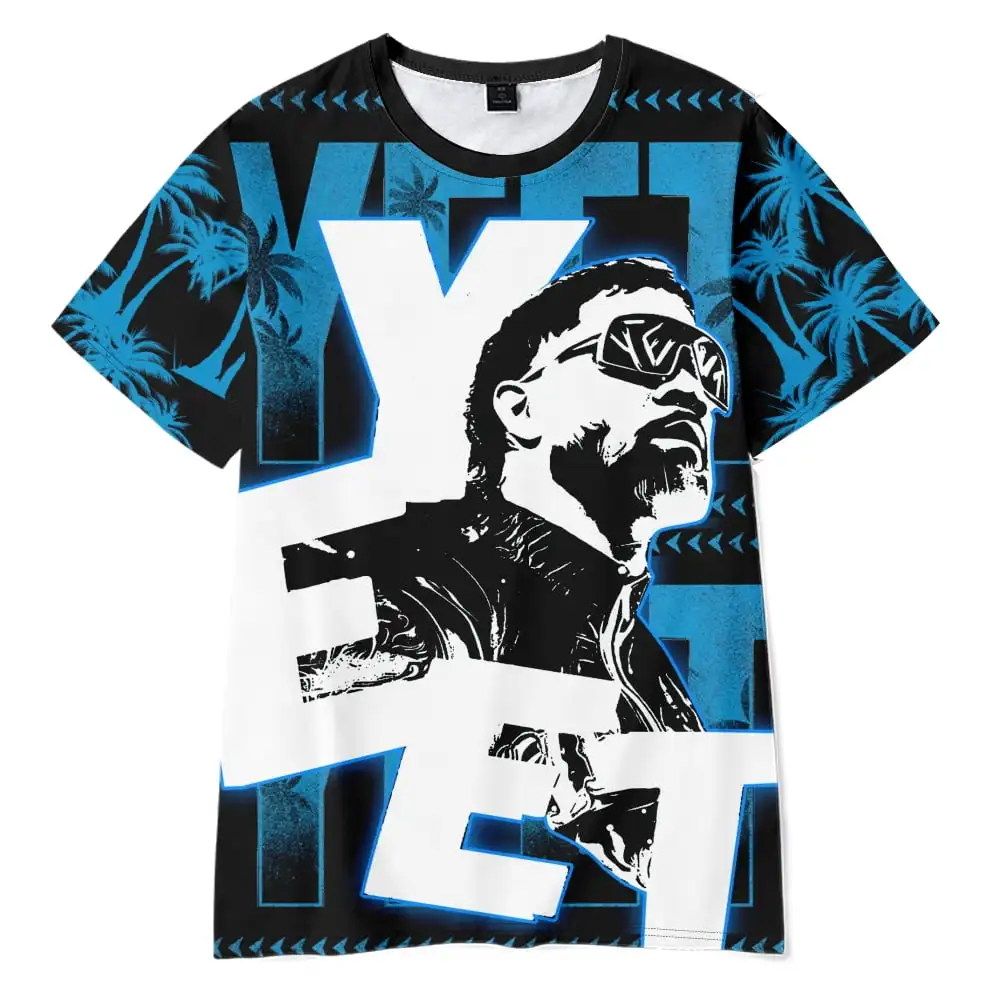 Summer New sports fitness casual and fashionable 3D letter printed breathable and comfortable men's T-shirt