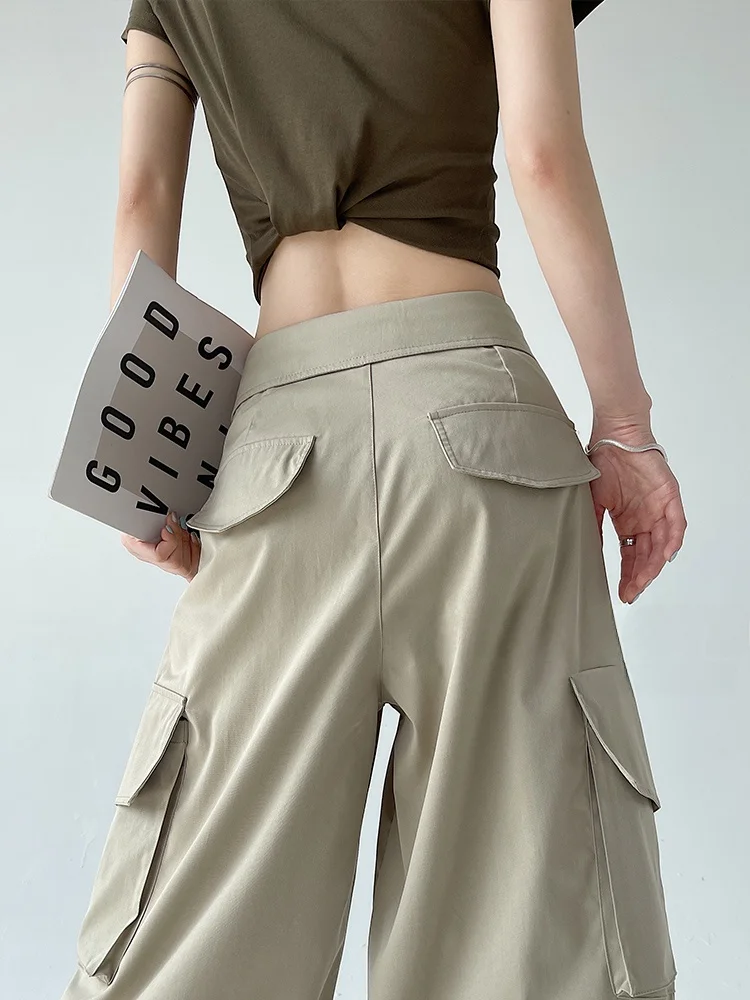 Plones Cargo de Cintura Alta Estilo Americano para Mujer, Diseño Hoado Nuevo de Verano, Plones Deportivos de Pierna...