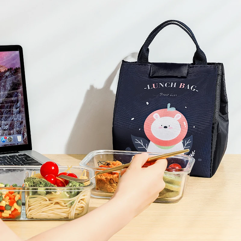 Cartoon Insulation Lunch Bag for Children Student Bento Pouch Portable Thermal Aluminum Foil Picnic Lunchbox Food Storage Bags